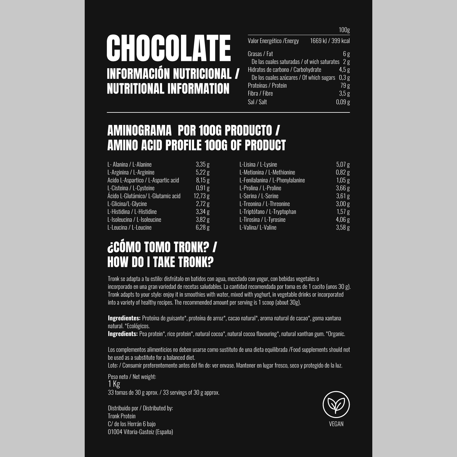 Plant-based chocolate protein