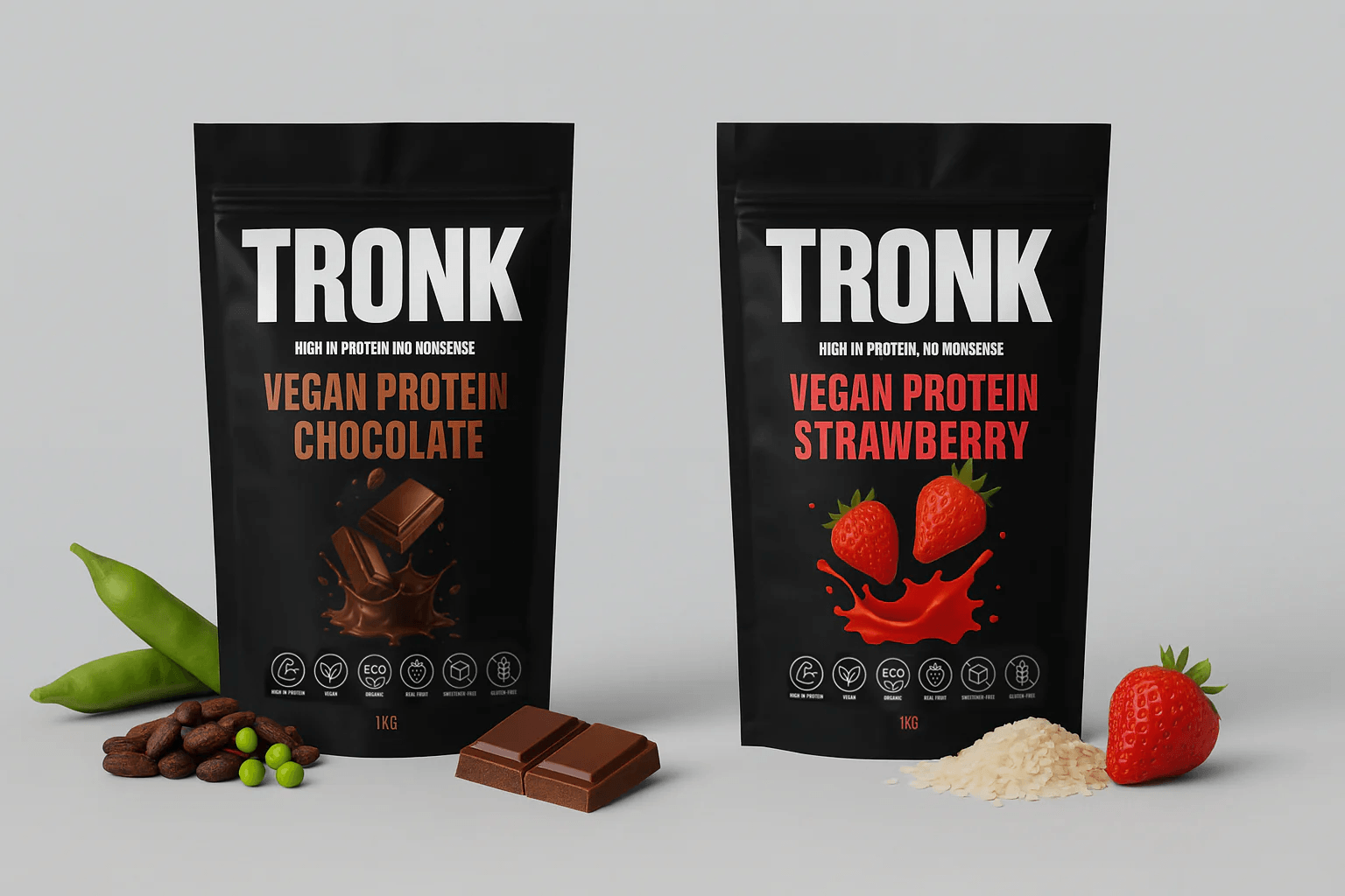 proteína vegana tronk chocolate fresa